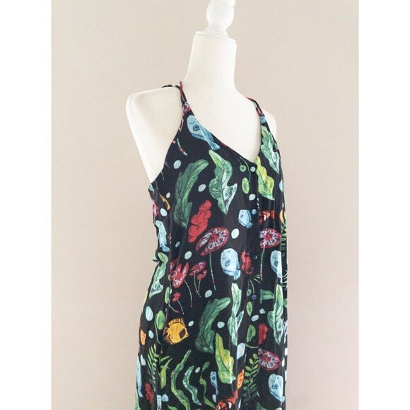 Pepaloves Black Seaside Midi Dress Halter Straps Size S Beach Theme deep sea - Picture 7 of 16